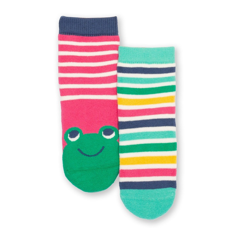 Frog face grippy socks pink 0-6 months