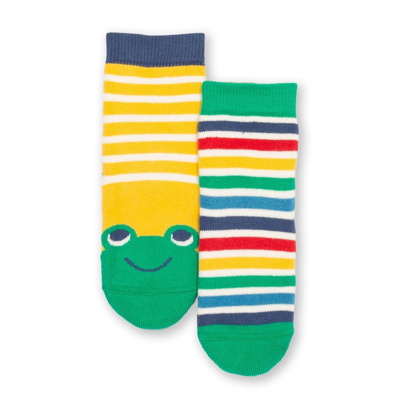 Frog face grippy socks yellow 0-6 months