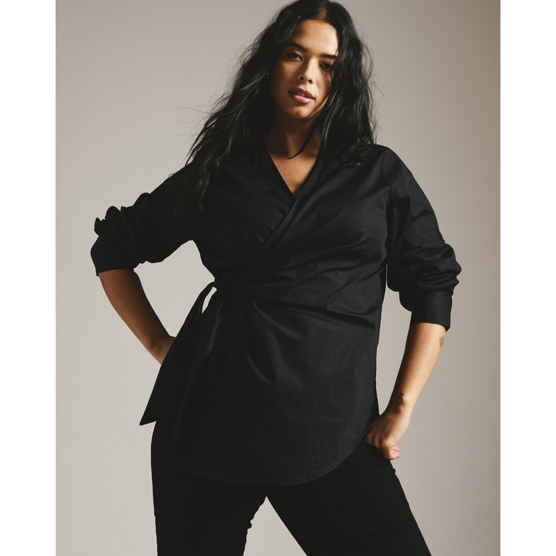 Beacon Stretch Poplin Wrap Shirt – Black 4XS_00-0 Black