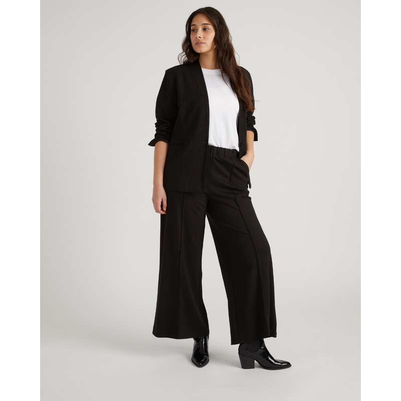 Lennox Collarless Ponte Blazer – Slate Pinstripe 4XS_00-0 Slate Pinstripe