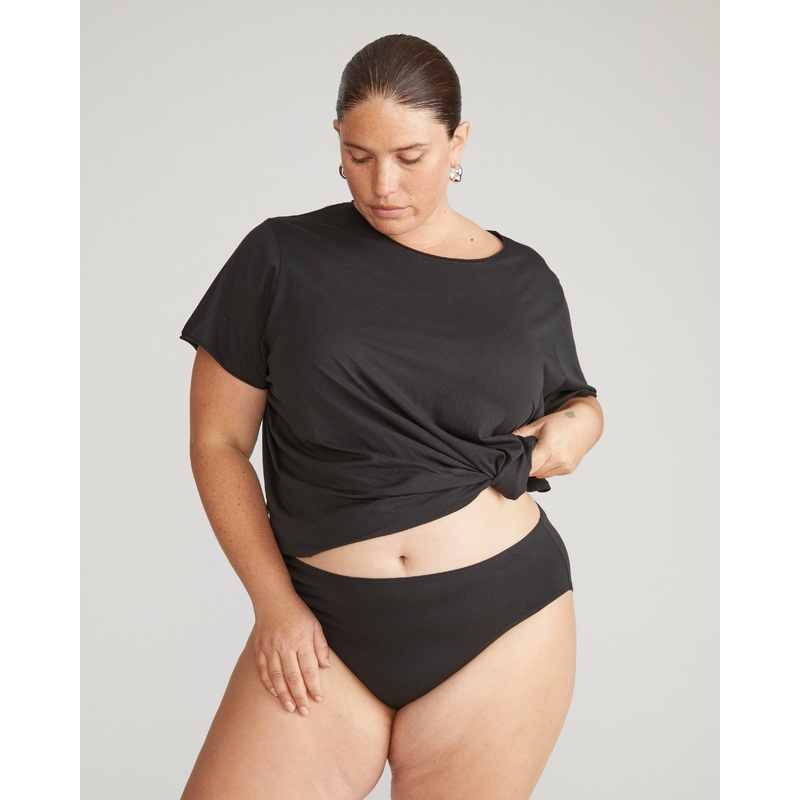 Pima Cotton Mid Rise Bikini – Black 4XS_00-0 Black