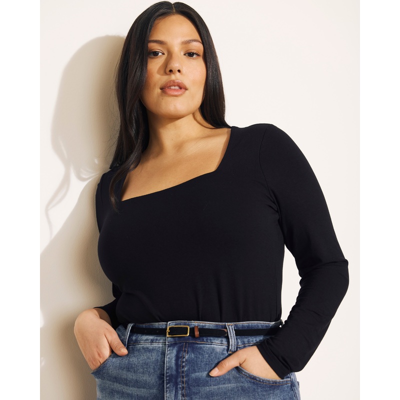 Agatha Liquid Jersey Top – Black 4XS_00-0 Black