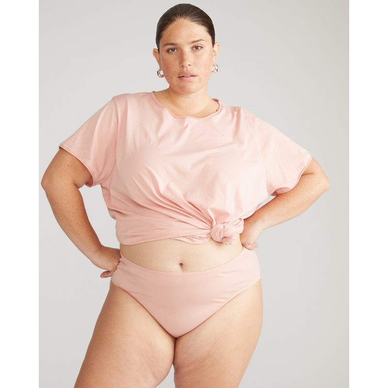 Pima Cotton Mid Rise Bikini – Pink 4XS_00-0 Pink