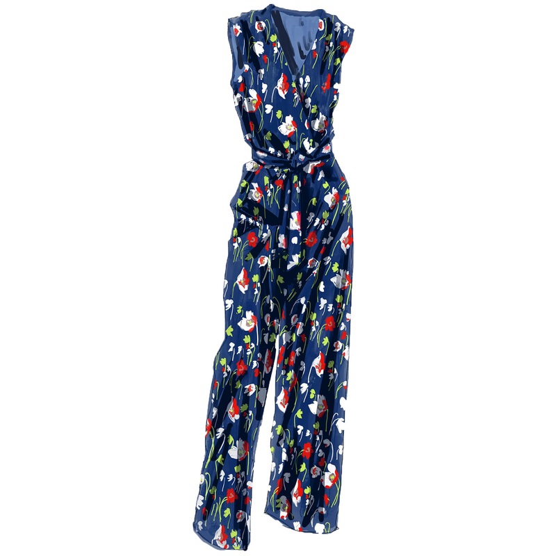 Floral Wide Leg Jumpsuit Navy Floral 0