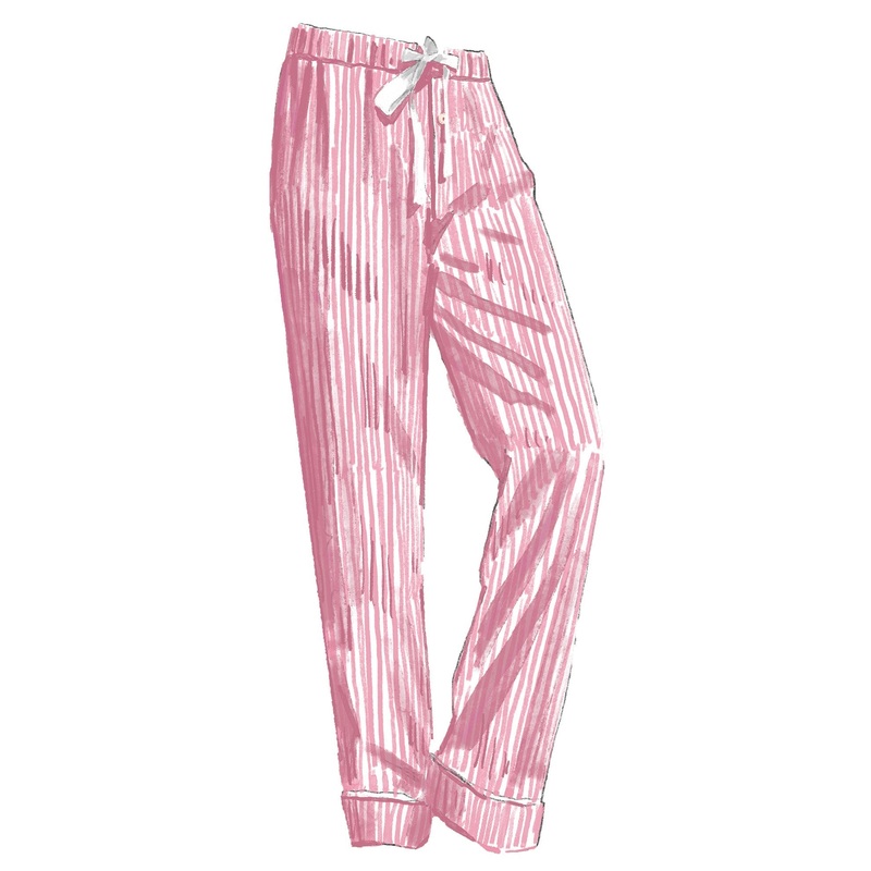 Striped Poplin PJ Pants Light Pink Stripe X Small