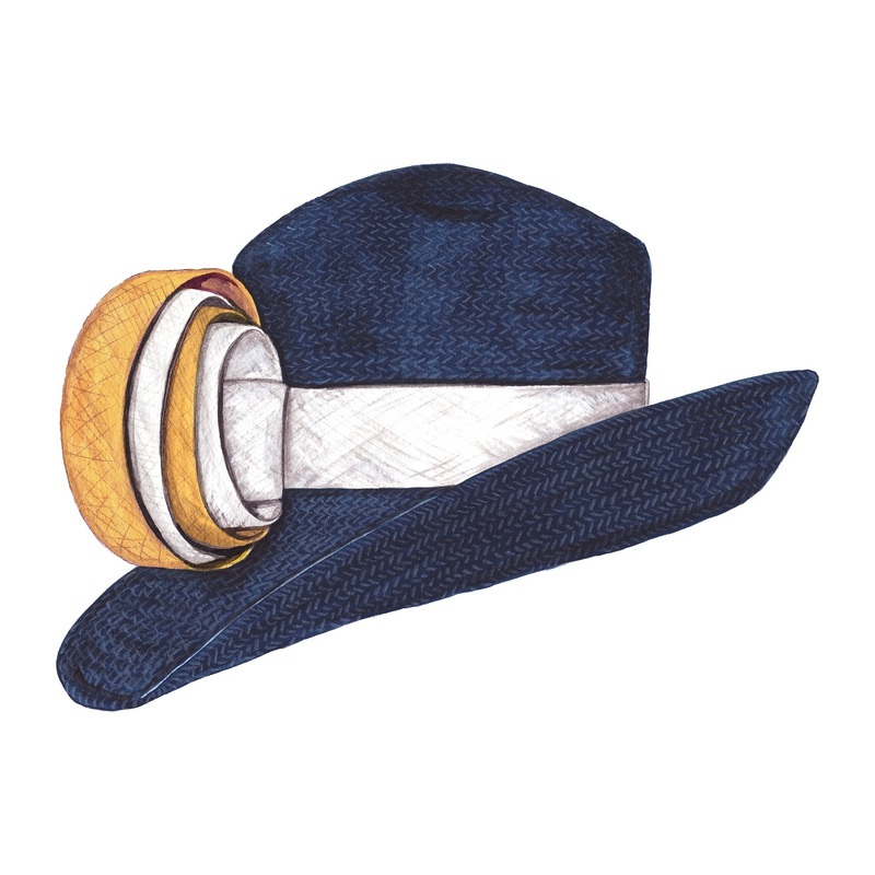 Swirls Hat Navy Gold White OS