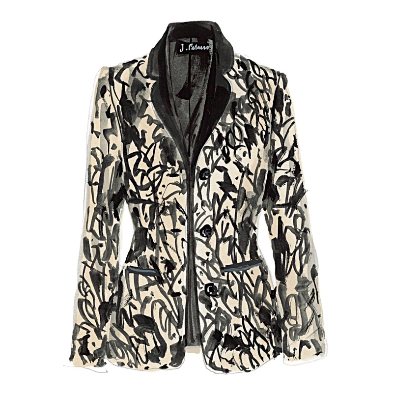 Abstract Blazer Cream Black Print 0