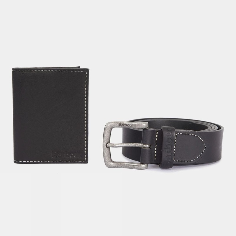 Barbour Mens Leather Belt and Billfold Set