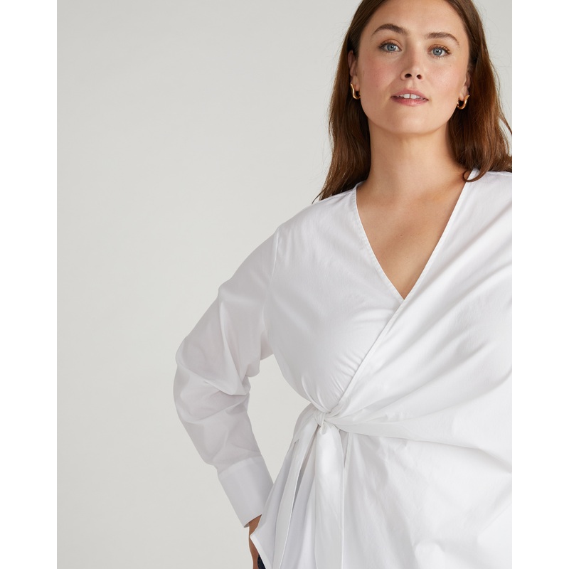 Beacon Stretch Poplin Wrap Shirt – White 4XS_00-0 White