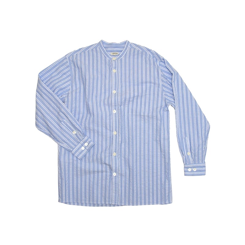 Vintage Seersucker Shirt Blue Stripe Medium