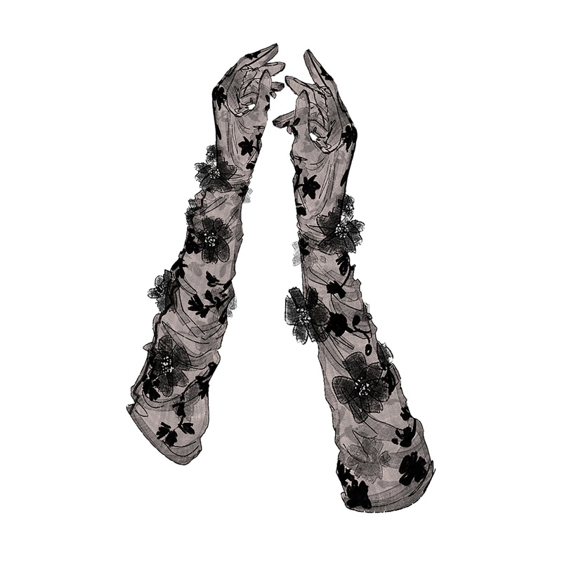 Black Dahlia Opera Gloves Black One Size