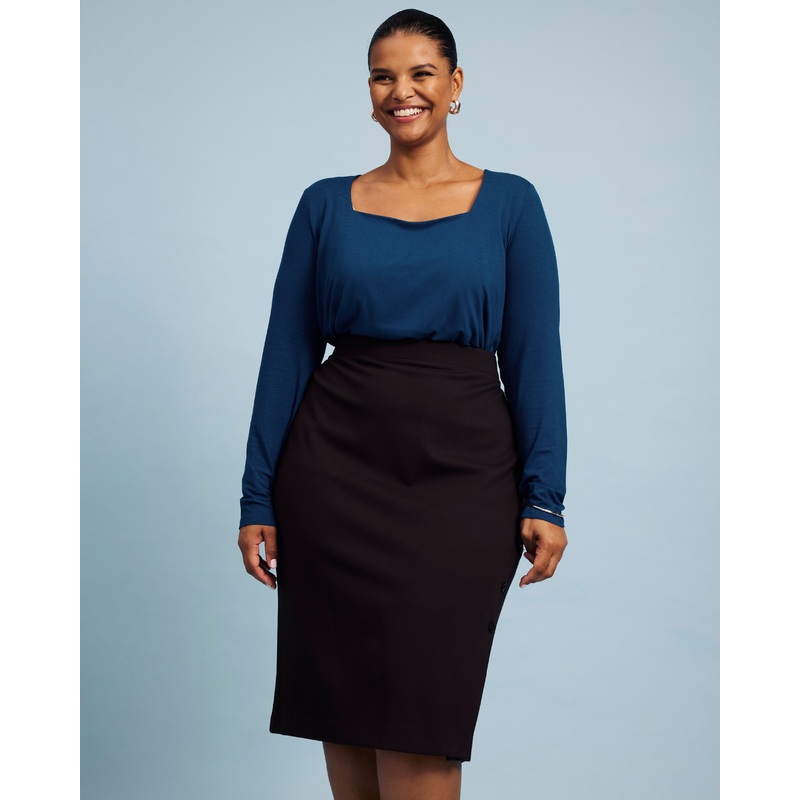 Agatha Liquid Jersey Top – Deep Teal 4XS_00-0 Deep Teal