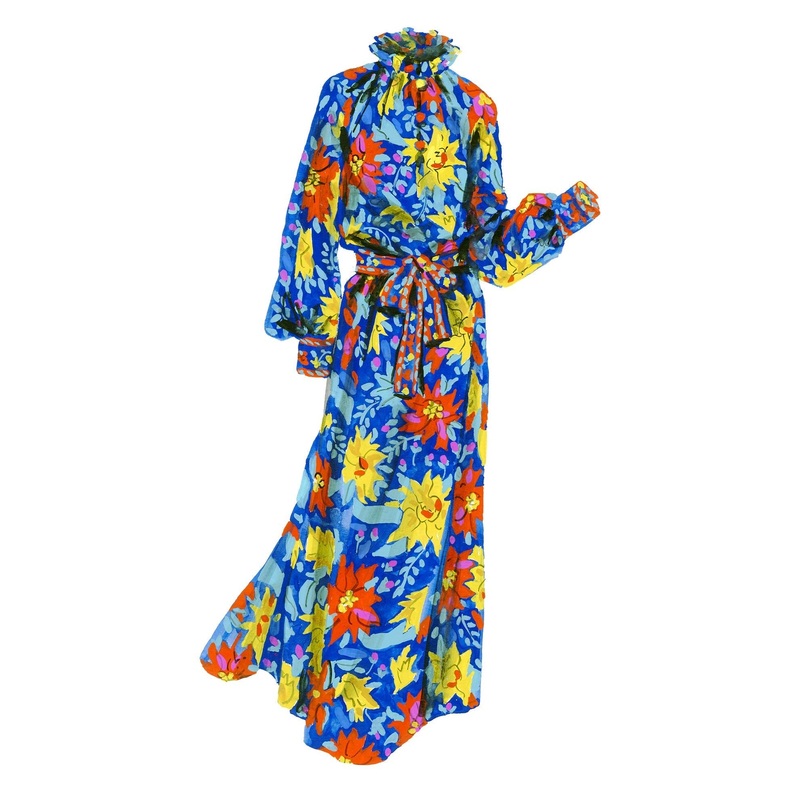 Grand Gesture Maxi Dress Navy Multi X Small