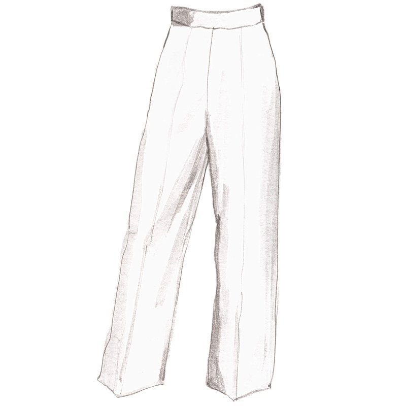 High-Waisted Trousers White 0