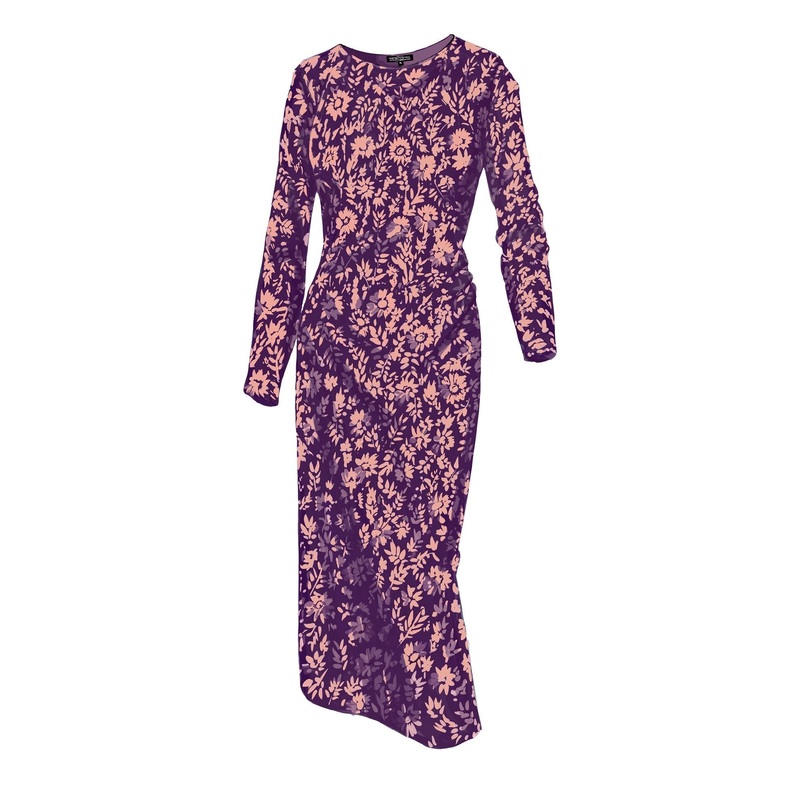 Printed Secret Keeper Dress Purple Peach X Small