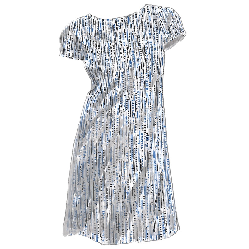 ’60s Melange Tweed Dress Black Blue 0