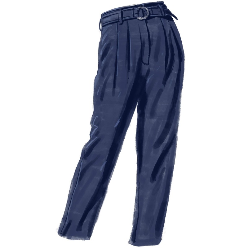 Belted Cropped Trouser Navy 0