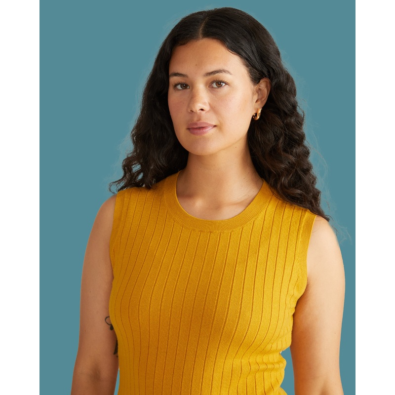 Savvy Fine Knit Sweater Shell – Mustard 4XS_00-0 Mustard