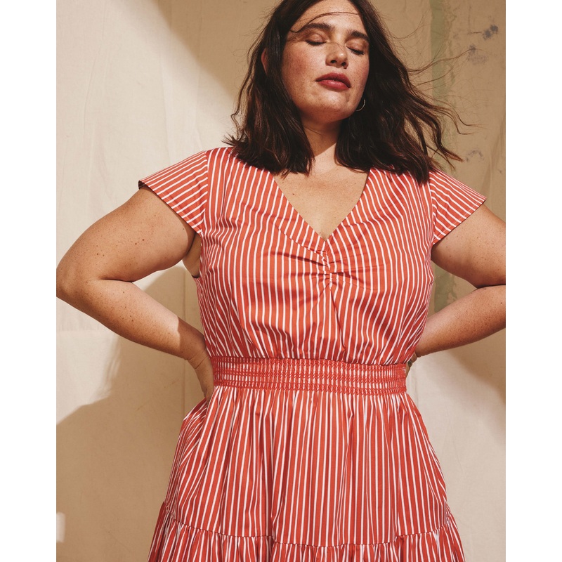 Ambroeus Smocked Poplin Dress – Coral Reef/White Stripe 4XS_00-0 Coral Reef/White Stripe