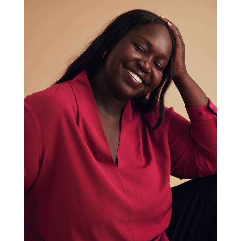 Better-Than-Silk Long Sleeve V-Neck Top – Cerise 4XS_00-0 Cerise