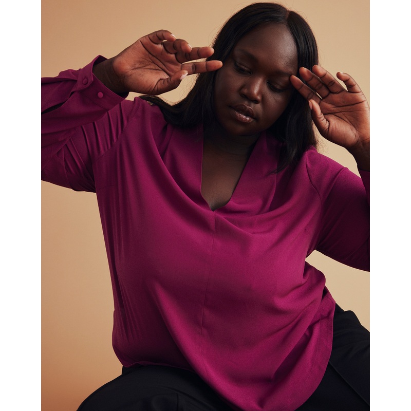 Better-Than-Silk Long Sleeve V-Neck Top – Goji Berry 4XS_00-0 Goji Berry