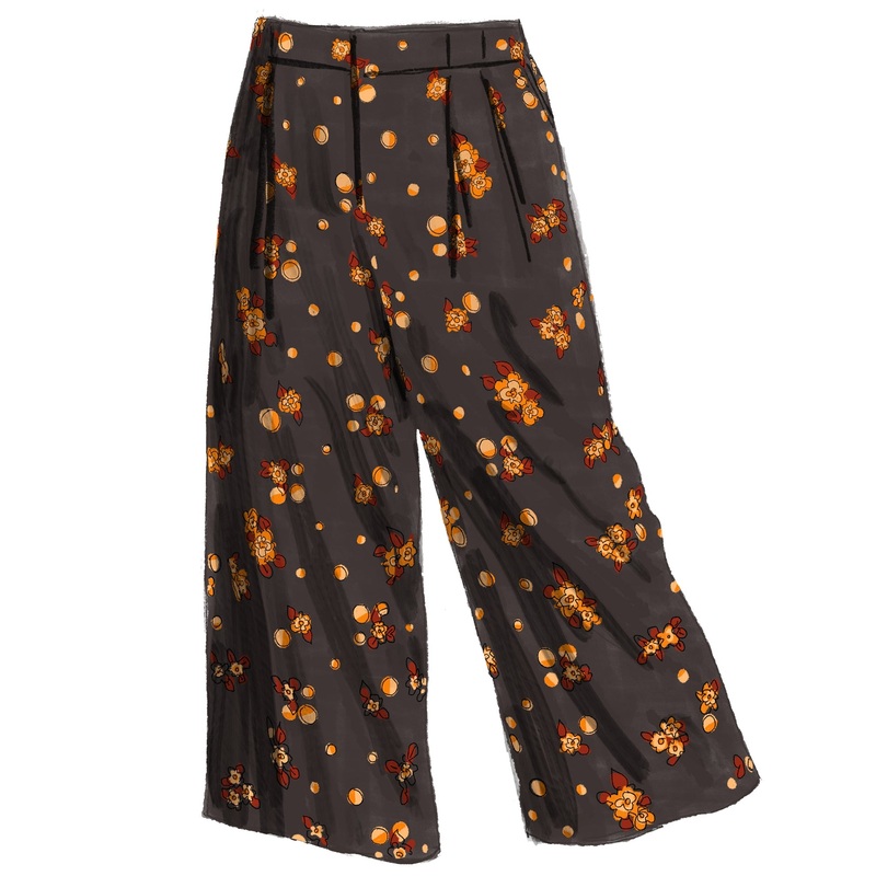 Floral Print Pants Black Floral 0