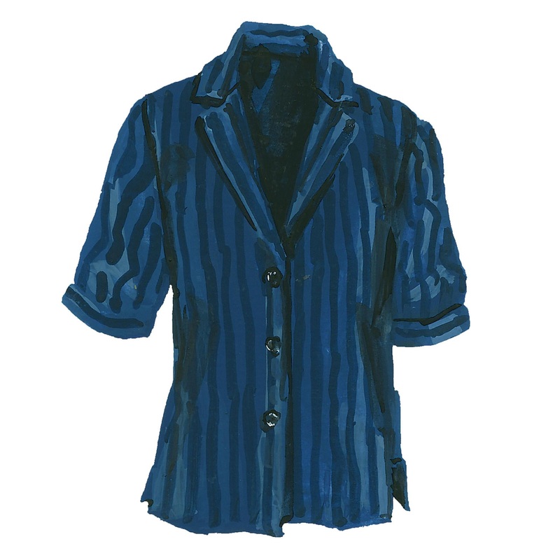 1940s Screen-Test Silk Shirt Navy X Small