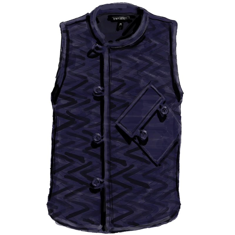 Chevron Quilted Vest Navy Large