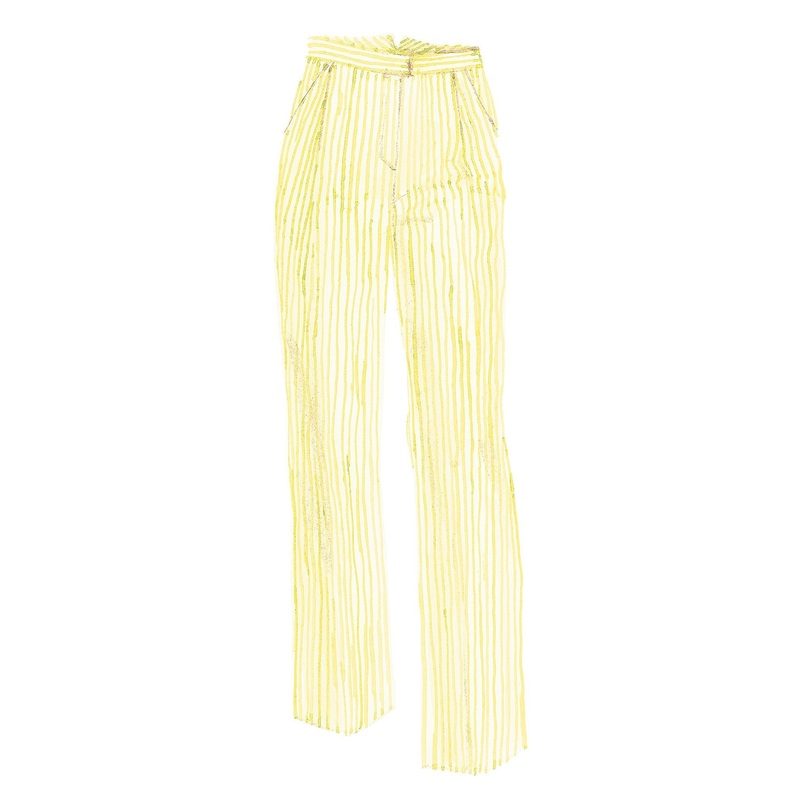 Florentine Seersucker Pants Yellow White 0