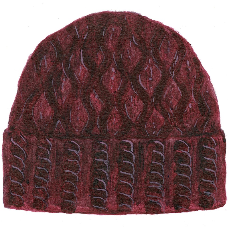 Aran Winter Hat Claret OS