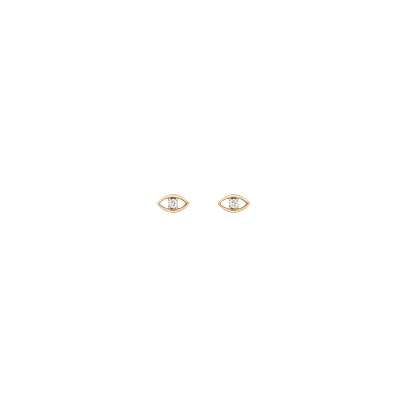 Aurate Lab Grown White Sapphire Evil Eye Stud Earrings Vermeil Yellow Pair