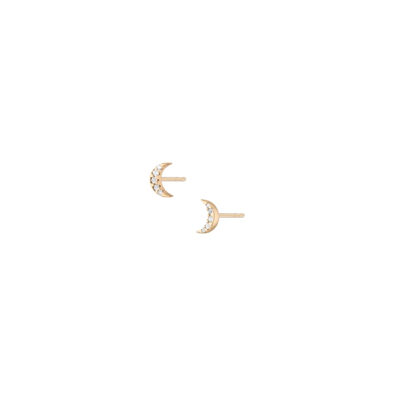 Aurate Lab Grown White Sapphire Moon Stud Earrings Vermeil Yellow Pair