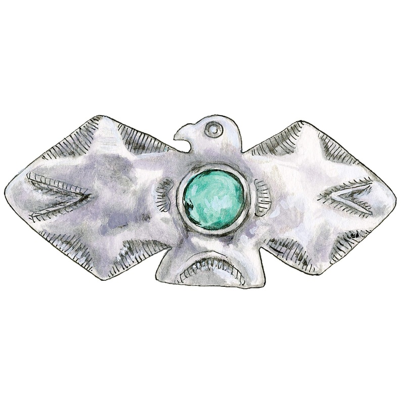 Thunderbird Lapel Pin Turquoise One Size