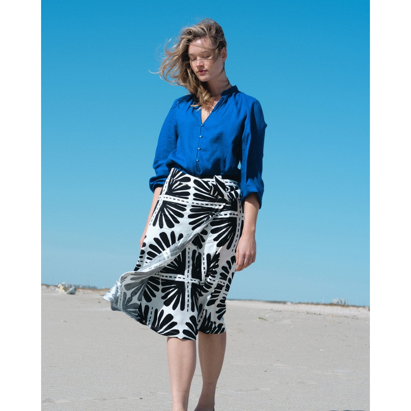 Villa Linen Wrap Culottes – Ink Bloom Print 4XS_00-0 Ink Bloom Print