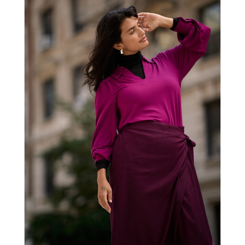 Villa Linen Wrap Culottes – Acai 4XS_00-0 Acai