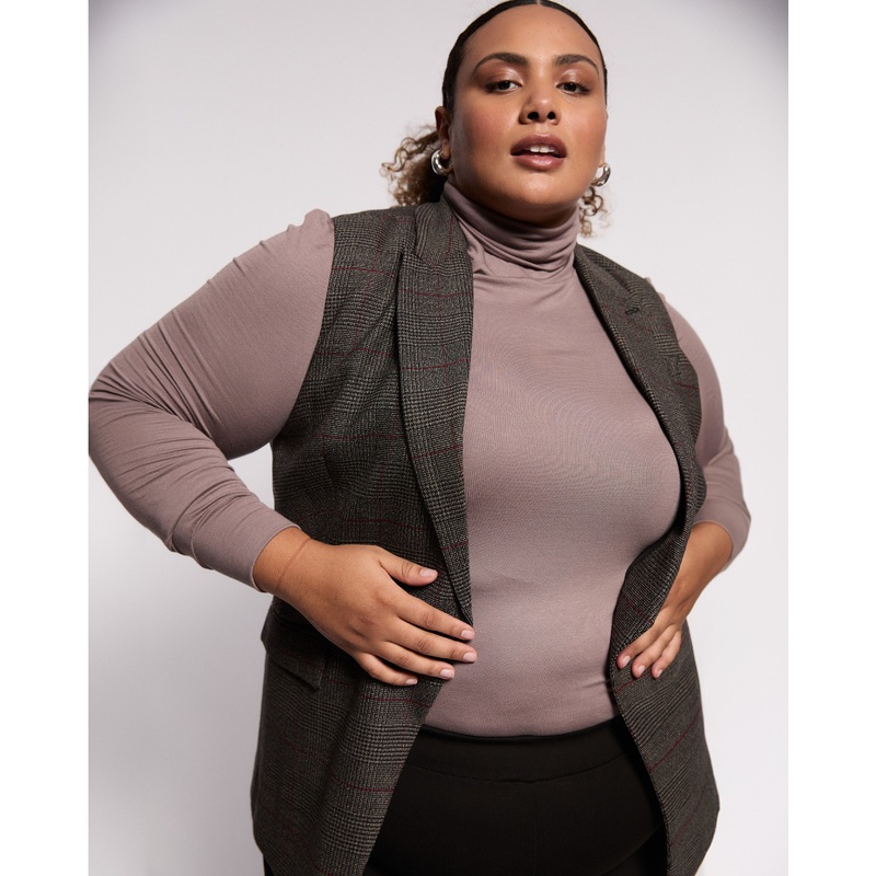 Annie Tailored Wool Vest – Chocolate Plaid 4XS_00-0 Chocolate Plaid