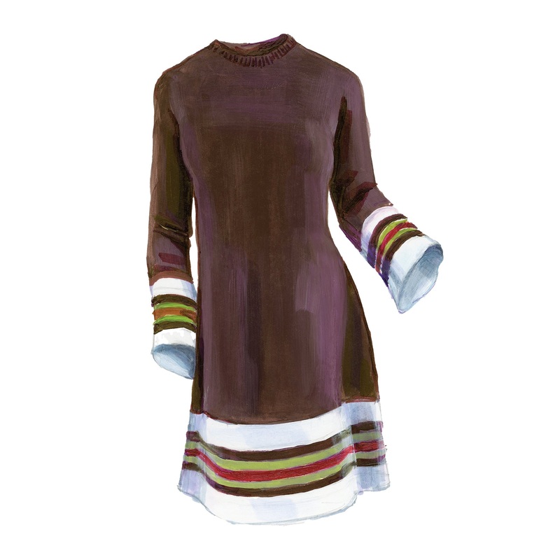 1960s Mod Sweater Dress Brown Multi X Small