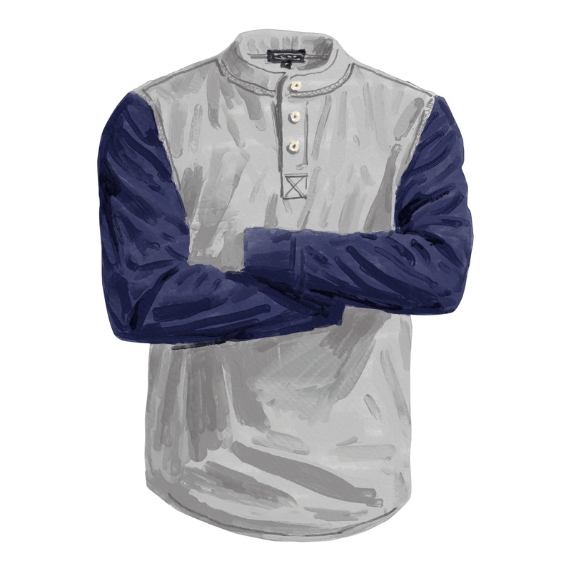 Authentic Baseball Sleeves Heather Grey Navy Small