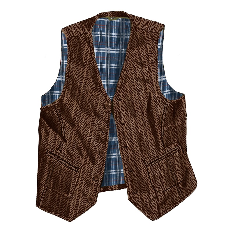 Back East Herringbone Vest Brown Small