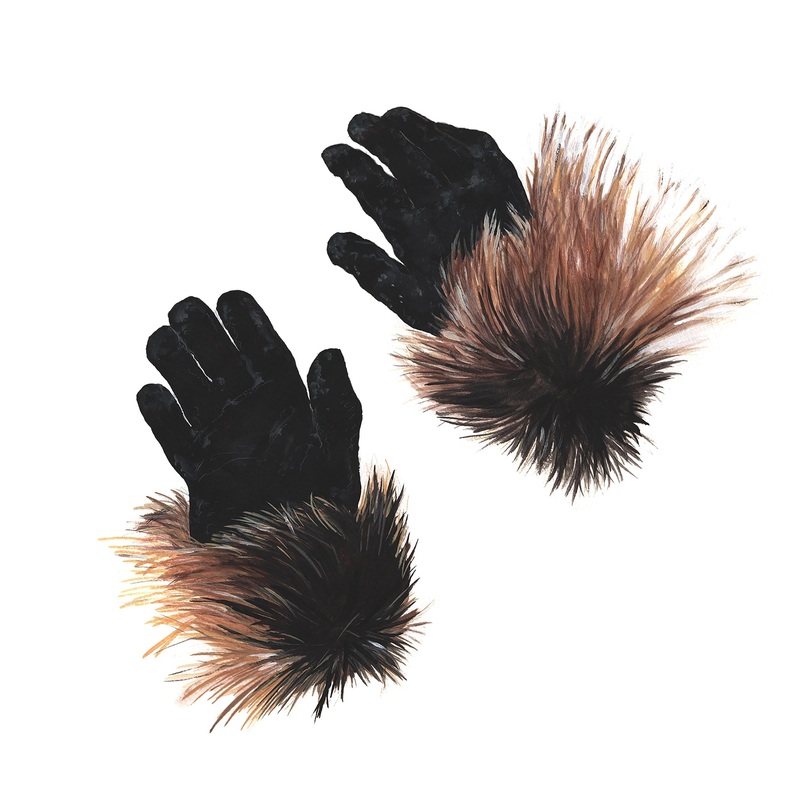 Faux Fur Gloves Chocolate Fox OS