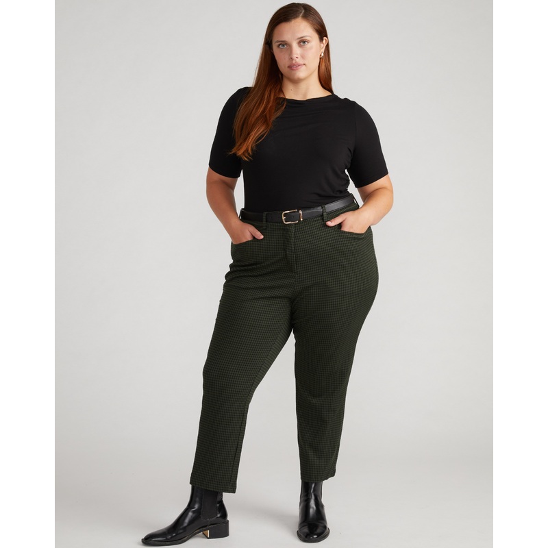 Cigarette Ponte Pants – Forest Houndstooth 4XS_00-0 Forest Houndstooth