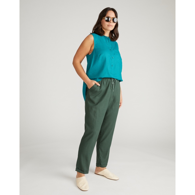 Sayville Linen Drawstring Pant – Luscious Green 4XS_00-0 Luscious Green