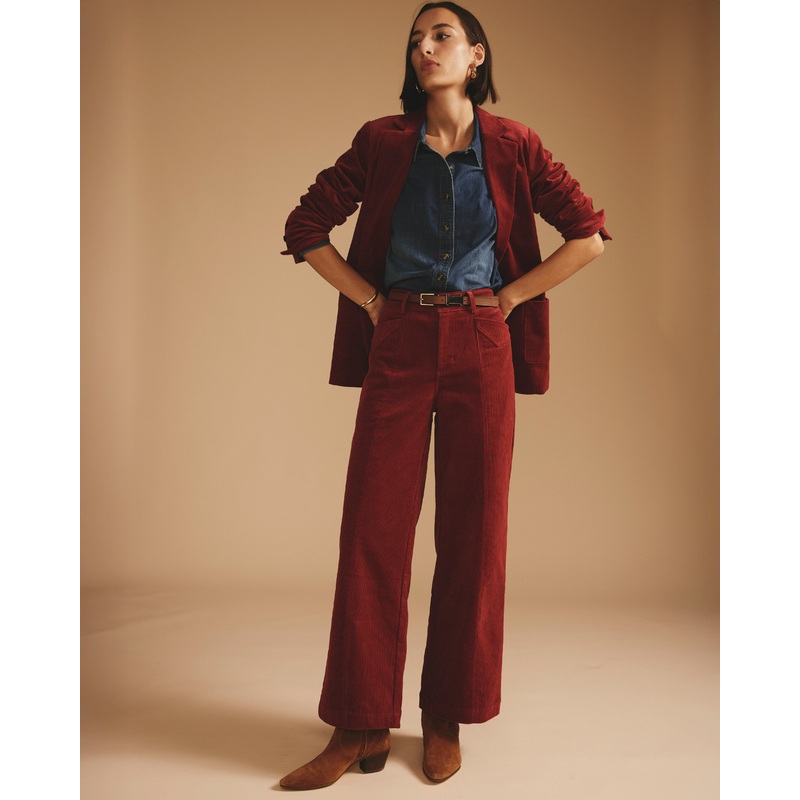 Camila Wide Leg Corduroy Pants – Autumnal Red 00 Autumnal Red