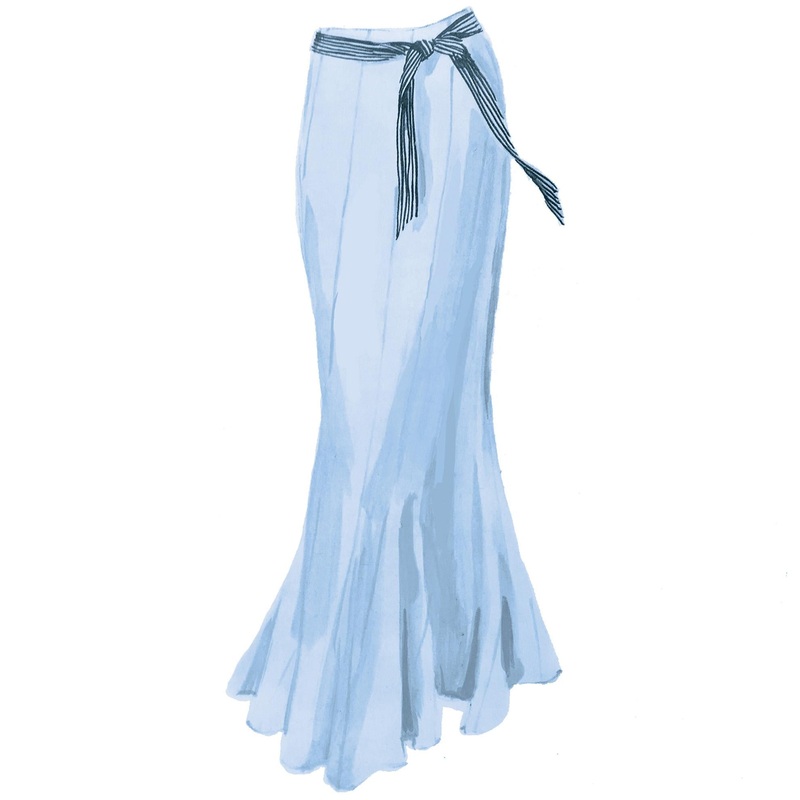 1930’s Silk Linen Gore Skirt Pale Blue 0