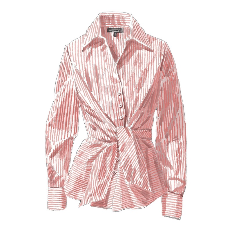 1950s Tie-Front Blouse Peach Stripe 0