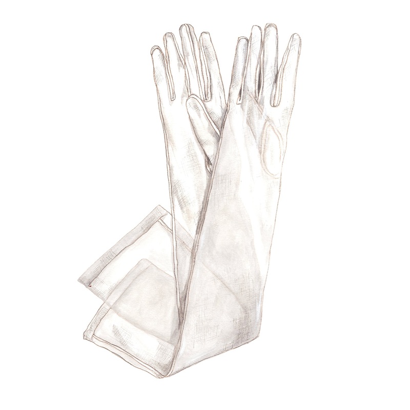 Arabella Tulle Opera Gloves Ivory 6