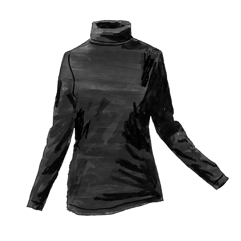 Cotton Jersey Turtleneck Black X Small