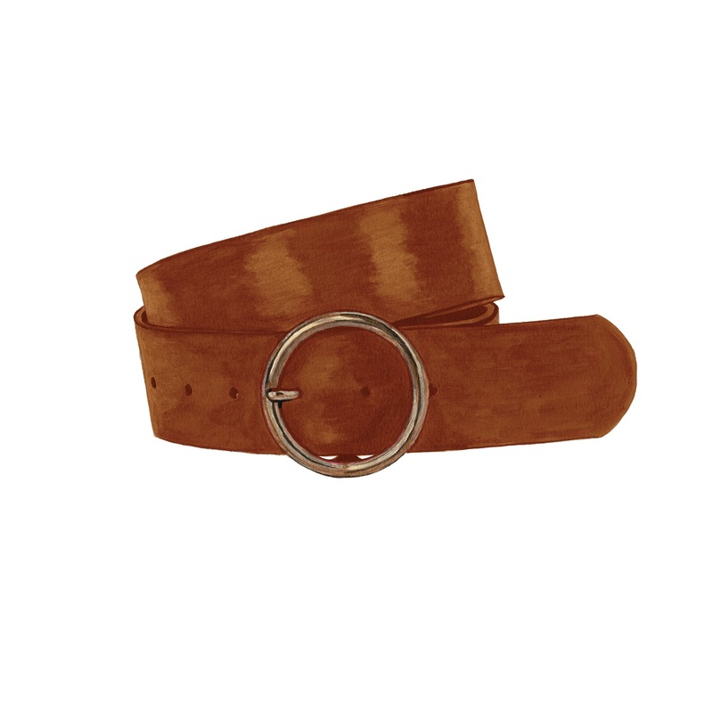 Wide Leather Belt Tan Small