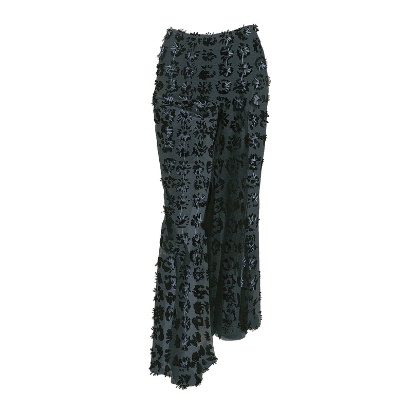 Floral Applique Palazzo Pants Black 0