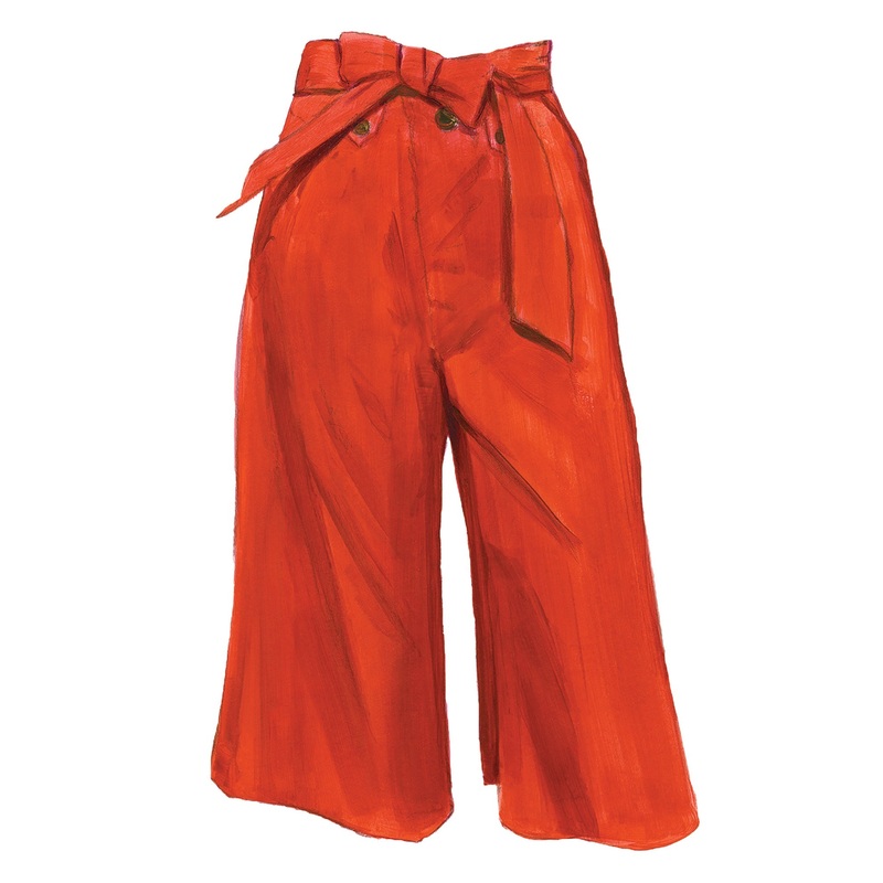 Belted Culottes Lipstick Red 0